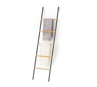 Relaxdays Escalera para toallas de bambú y metal marrón claro,negro