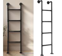 Escalera personalizable de hierro forjado negro resistente - Escalera de escape de incendios montada en la pared para ventanas de salida de sótano, 100-300 cm, 150 cm / 59in