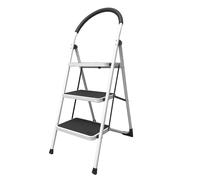 Escalera Plegable Acero Antideslizante 3 Peldaños 118×48×68 cm Nyana Home | Asa Ergonómica, Peldaños XL y Topes de Goma | Segura, Compacta y Resistente para Hogar