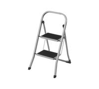 SONGMICS Escalera de Tijera, Escalera con 2 Peldaños, Peldaño Plegable, Bloqueo de Seguridad, Fácil de Guardar, Carga hasta 150 kg, Gris Paloma GSL012G01