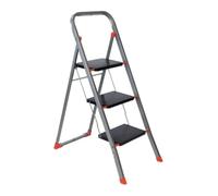 Escalera Plegable De 3 Escalones Anchos TINTO De Acero Carga Máx 150 KG