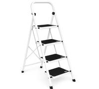 Escalera Plegable de 4 peldaños con Estructura de Acero | Taburete Multifuncional con Superficie Antideslizante y Base Estable | Ligera, portátil y Segura para hogar, Oficina y tareas domésticas