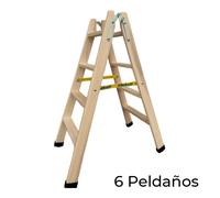 Escalera plegable de 6 peldaños plabell madera 164 x 31/55 cm