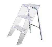 Escalera plegable de acrílico, taburete ligero y portátil de 3 escalones para uso doméstico, silla de estante versátil, ahorra espacio