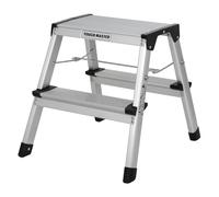 Escalera Plegable de Doble Cara 20 x 33,5 cm, Plataforma de Aluminio Resistente, Capacidad de 150 kg, Multiusos, para Uso en Interiores y Exteriores, TOUGH MASTER (2 escalones)