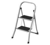 Escalera Plegable SONGMICS, 2 Peldaños, Acero Aleado, Blanco/Gris, 150 kg, Certificación EN14183 Gris Paloma 55 x 45,5 x 82 cm