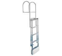 Escalera retráctil VEVOR para muelles, escalera para embarcaciones con 5 peldaños antideslizantes, pedales anchos y barandilla, escalera para piscinas resistente hasta 227 kg, escalera telescópica de