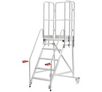 Escalera rodante con tarima eurokraft pro, galvanizada al horno incl. puerta