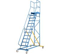 Escalera rodante con tarima eurokraft pro, pieza insertada en los peldaños, de contrachapado antideslizante