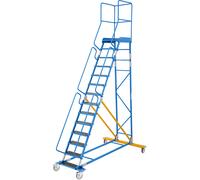 Escalera rodante con tarima eurokraft pro, pieza insertada en los peldaños, de contrachapado antideslizante