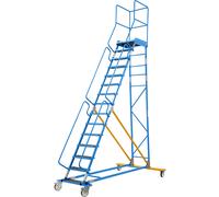 Escalera rodante con tarima eurokraft pro, pieza insertada en los peldaños, de contrachapado antideslizante