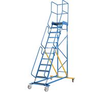 Escalera rodante con tarima eurokraft pro, pieza insertada en los peldaños, de contrachapado antideslizante