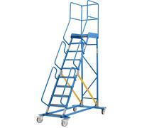 Escalera rodante con tarima eurokraft pro, pieza insertada en los peldaños, de contrachapado antideslizante