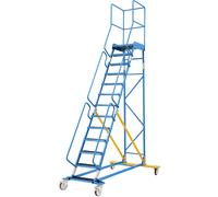Escalera rodante con tarima eurokraft pro, pieza insertada en los peldaños, de goma acanalada