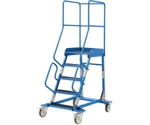 Escalera rodante con tarima eurokraft pro, pieza insertada en los peldaños, de goma acanalada