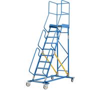 Escalera rodante con tarima eurokraft pro, piezas insertadas en los peldaños de aluminio