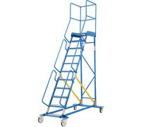 Escalera rodante con tarima eurokraft pro, piezas insertadas en los peldaños de aluminio