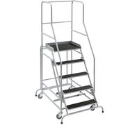 Escalera rodante con tarima eurokraft pro, piezas insertadas en los peldaños de goma acanalada