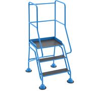 Escalera rodante con tarima eurokraft pro, plataforma y peldaños de contrachapado antideslizante