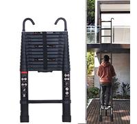 Escalera telescópica con gancho, 3,2m de aluminio, escalera telescópica extensible y portátil, escalera plegable, escalera de extensión, capacidad de carga de 150kg, EN131, negro