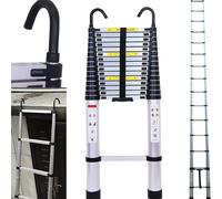 Escalera Telescópica de 2.6M-6.3M, Escalera Extensible de Acero Inoxidable, Portátil, Estándar EN131, con Ganchos Desmontables, Capacidad de Carga de 150 kg 4.4m No Hooks