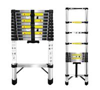 Escalera Telescópica de 3.2m,Escalera Plegable Acero Inoxidable,Escalera con Cierre de Seguridad con Patas Antideslizantes,Escalera Extensible,para Mantenimiento,Camping,Capacidad MáXima 150 Kg