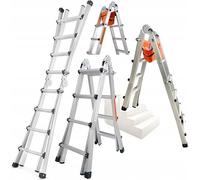 Escalera telescópica de 3.9 metros, escalera multifuncional 4x4, escalera de aluminio plegable 3 en 1. Escalera Giant de 14 peldaños, con una carga máxima de 150 kg, que cumple con la norma EN131. Inc