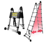 Escalera telescópica de acero inoxidable 5M con estabilizador, gran aplicabilidad