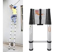 Escalera telescópica de aluminio, 5 m, antideslizante, escalera portátil, resistente, multiusos, escalera loft, capacidad de carga de 150 kg, EN131