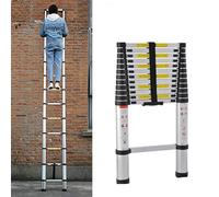 Escalera telescópica de aluminio, 5 m, escalera deslizante, escalera, antideslizante, escalera extraíble, escalera multifunción, escalera de ático, capacidad de carga de 150 kg