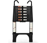 Escalera telescópica de aluminio de 3,8 metros con ganchos, ligera, extensible, plegable, ideal para áticos, caravanas, con capacidad de carga de 150 kg, color
