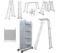 Escalera telescópica de aluminio Silecomplaza, portátil, escalera multiusos, extensible, plegable, para uso en interiores y exteriores