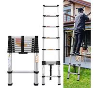 Escalera telescópica de extensión de Aluminio Plegable de 8,5 pies con Mecanismo de Bloqueo EN131 estándar de 330 Libras de Capacidad para Techo Attic Home RV (2,6 m)