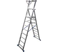 Escalera telescópica de plataforma KRAUSE, de altura regulable gracias al sistema ClickMatic