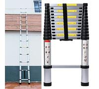 Escalera telescópica extensible Rigogo de 5 m, escalera de aluminio robusta para altillo, escalera multiusos con 13 peldaños, capacidad de carga de 150 kg, EN131