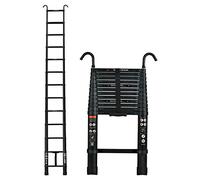 Escalera Telescópica Ligera Escalera Plegable de Aluminio 3.8M/12.5FT Extensibles Escalera Multiusos con 2 Ganchos para Negocios de Techos, Tabajo en Interiores/Exteriores, Capacidad de 150 kg