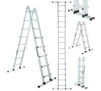 Escalera Telescópica WORHAN Extensible Aluminio 555cm con Estabilizador Escalera de Tijera Robusta Versátil Plegable LG5.5