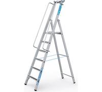 Escalera tipo tijera de aluminio con plataforma grande ZARGES, con pasamanos a ambos lados, para montar uno mismo
