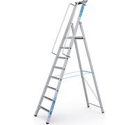 Escalera tipo tijera de aluminio con plataforma grande ZARGES, con pasamanos a ambos lados, para montar uno mismo