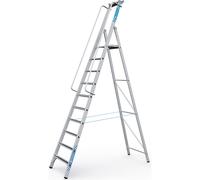 Escalera tipo tijera de aluminio con plataforma grande ZARGES, con pasamanos a ambos lados, para montar uno mismo