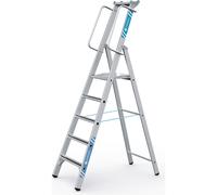 Escalera tipo tijera de aluminio con plataforma grande ZARGES, con pasamanos a ambos lados, para montar uno mismo