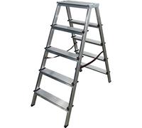 Escalera tipo tijera de peldaños eurokraft basic, acceso por ambos lados