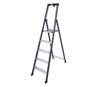 Escalera tipo tijera de peldaños planos de aluminio KRAUSE, anodizada