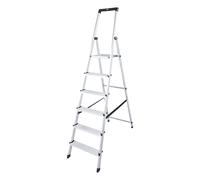 Escalera tipo tijera de peldaños planos KRAUSE, con plataforma de seguridad