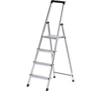 Escalera tipo tijera de peldaños planos KRAUSE, con plataforma de seguridad