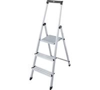 Escalera tipo tijera de peldaños planos KRAUSE, con plataforma de seguridad