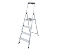 Escalera tipo tijera de peldaños planos KRAUSE, con plataforma de seguridad y franjas antideslizantes