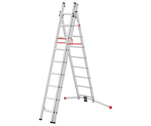 Escalera transformable aluminio 26 peldaños hailo altura máxima de trabajo 6.60 m