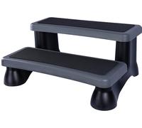 Escalera universal para jacuzzi exterior, con 2 escalones – ayuda de acceso antideslizante para spas, escalones de plástico resistentes y portátiles para piscinas