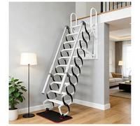 Escaleras de loft montadas en la pared desplegables, escalera de loft con pasamanos, escalera retráctil de ático de 12 peldaños, escalera telescópica de conversión de ático para lofts de 2,95-3,05m